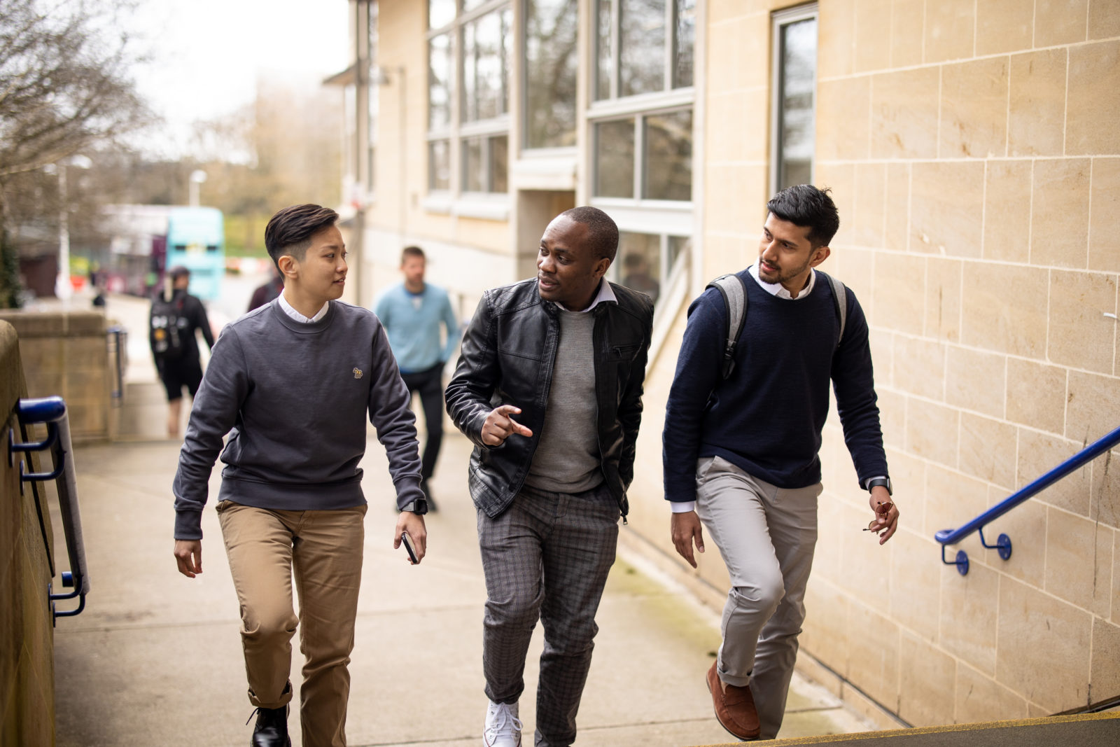 MBA students walking on campus